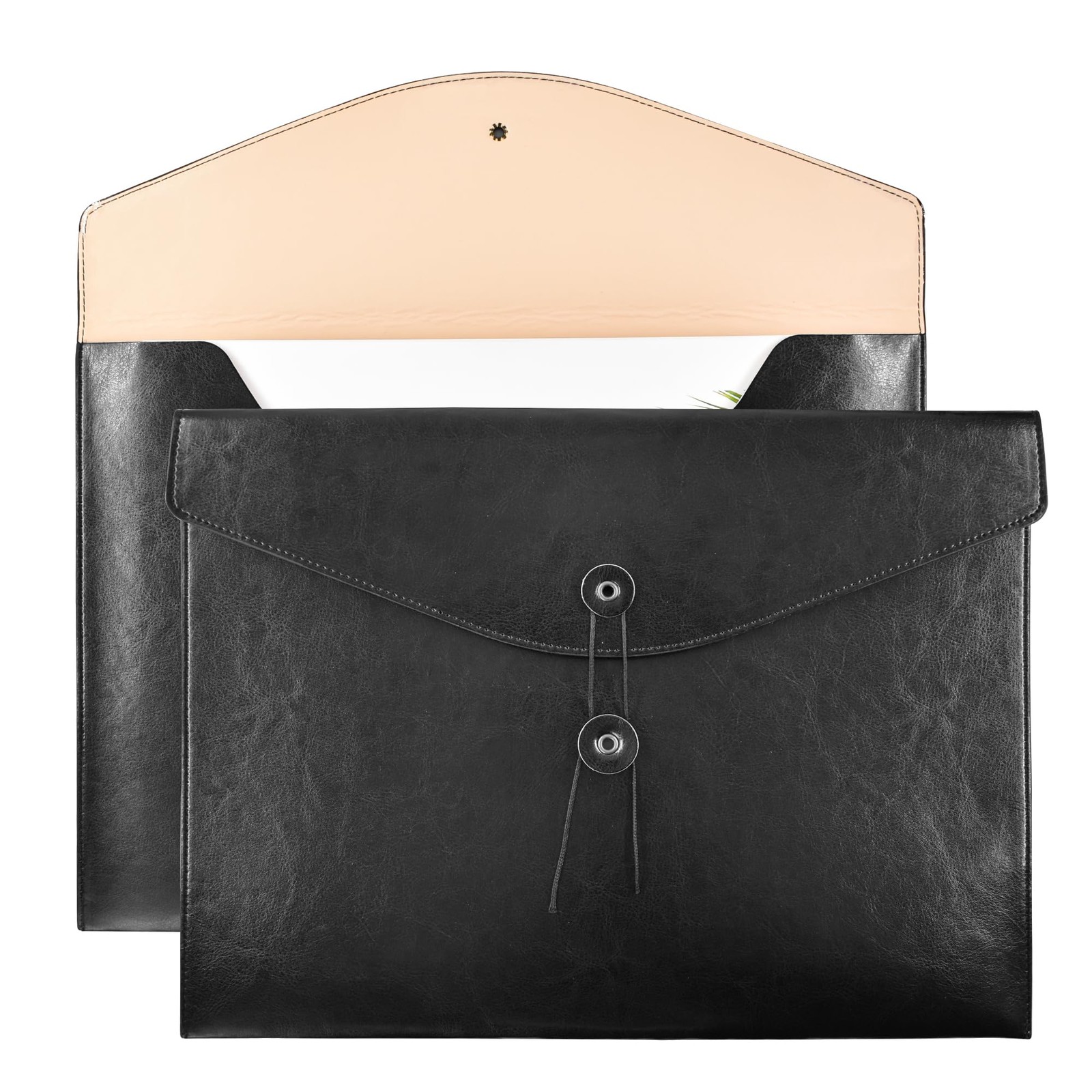 VANRA 1 Piece PU Leather File Folder Office Document Holder Filing Black
