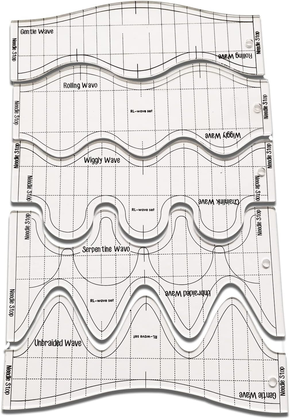 5Pcs Wave Quilting Rulers and Templates Set