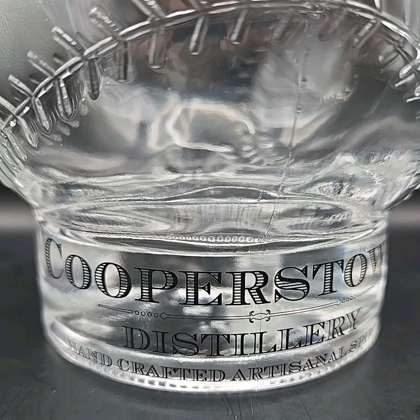 Doubleday Bourbon Baseball Shaped Glass Decanter Cooperstown Distillery 750 ml