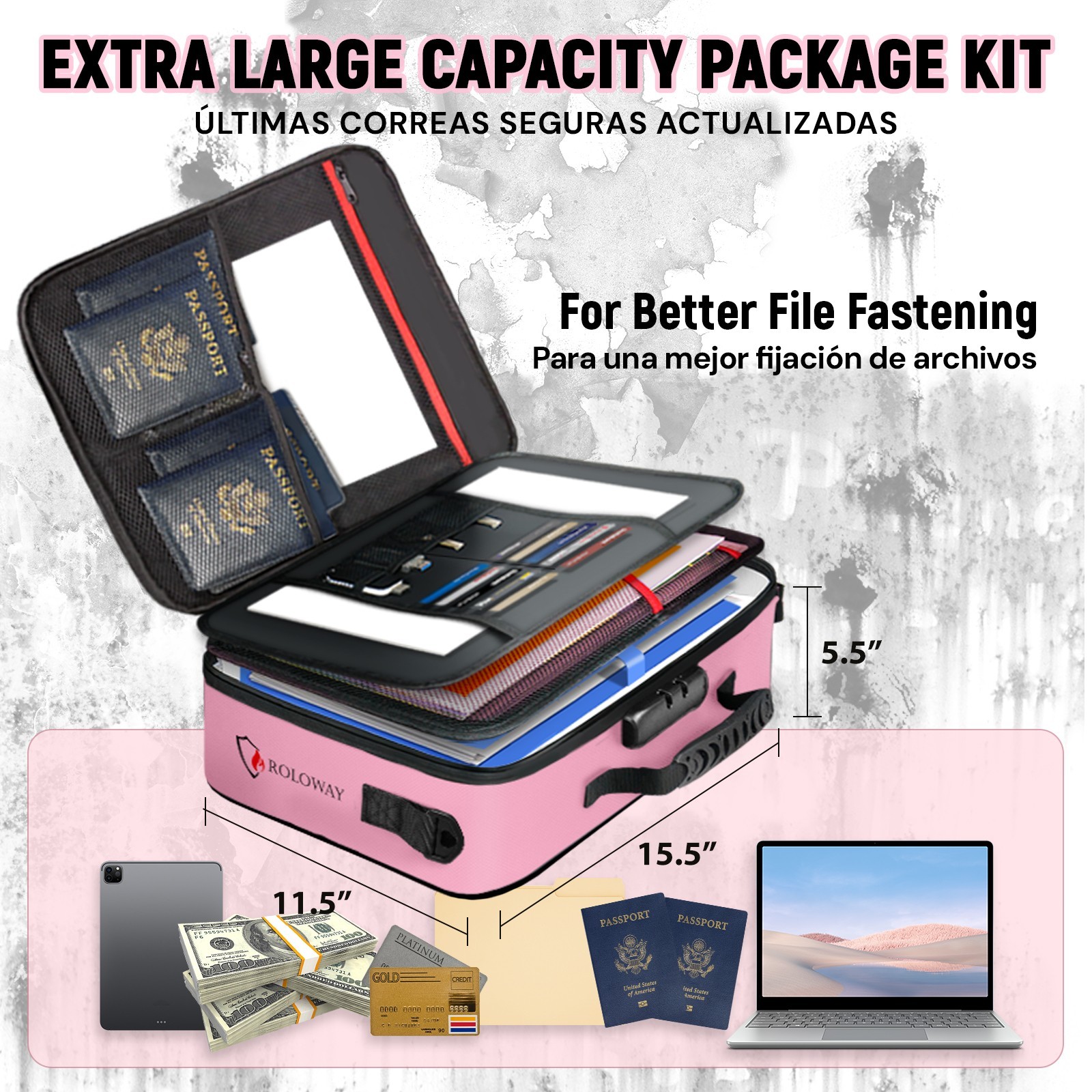 4-Layer Fireproof&Waterproof Document Safe Bag with Lock Muti-color security box
