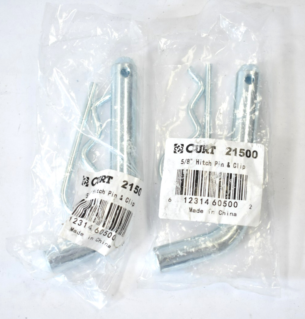 Lot of 2 Curt 5/8" Hitch Pin & Clip 21500 Zinc Plated Steel Fits 2" Receiver