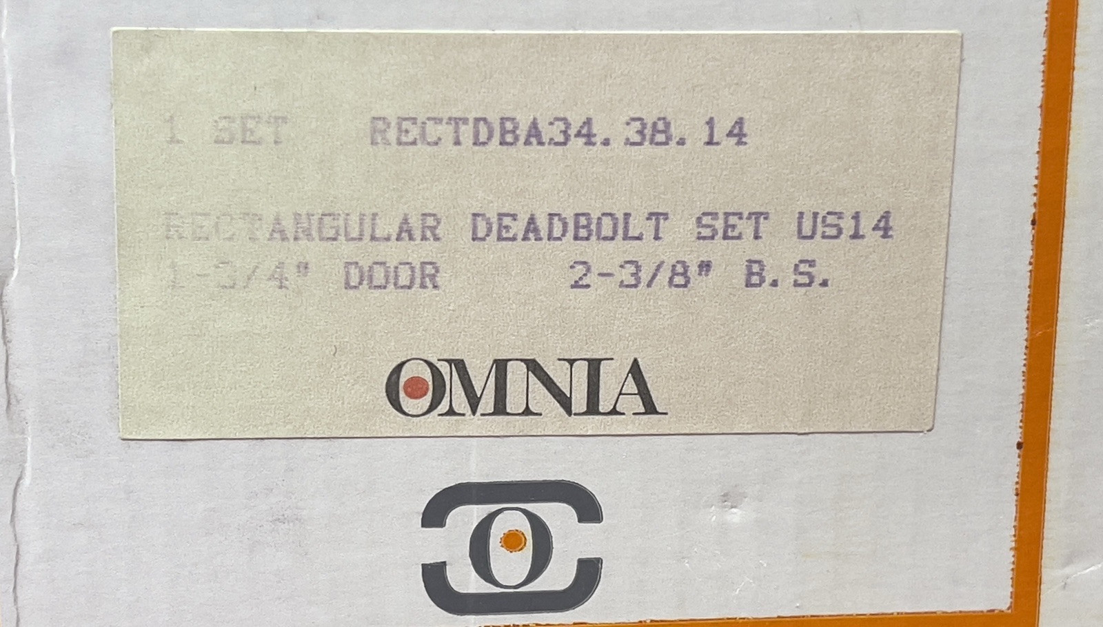 Omnia Prodigy Rectangular Deadbolt Set RECTDBA34.38.14 Polished Nickel Plated