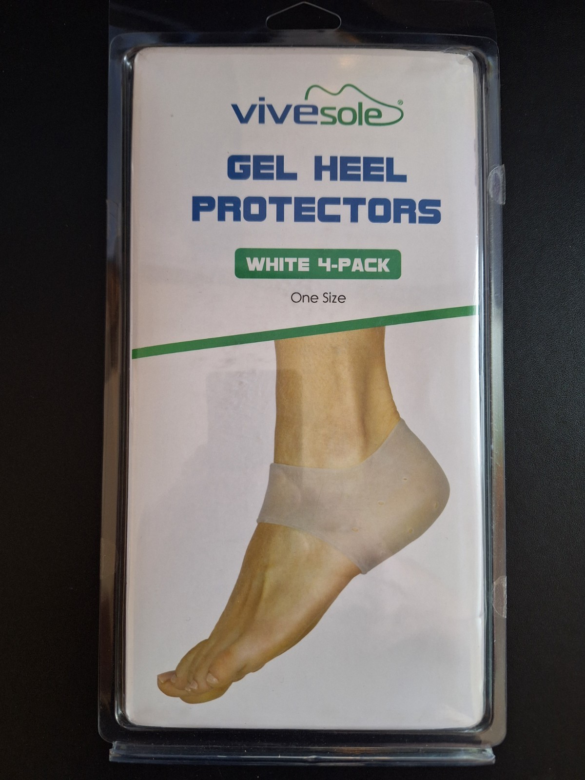 Vivesole Gel Heel Protectors, 4-Pack, White, One Size, Breathable, INS1037