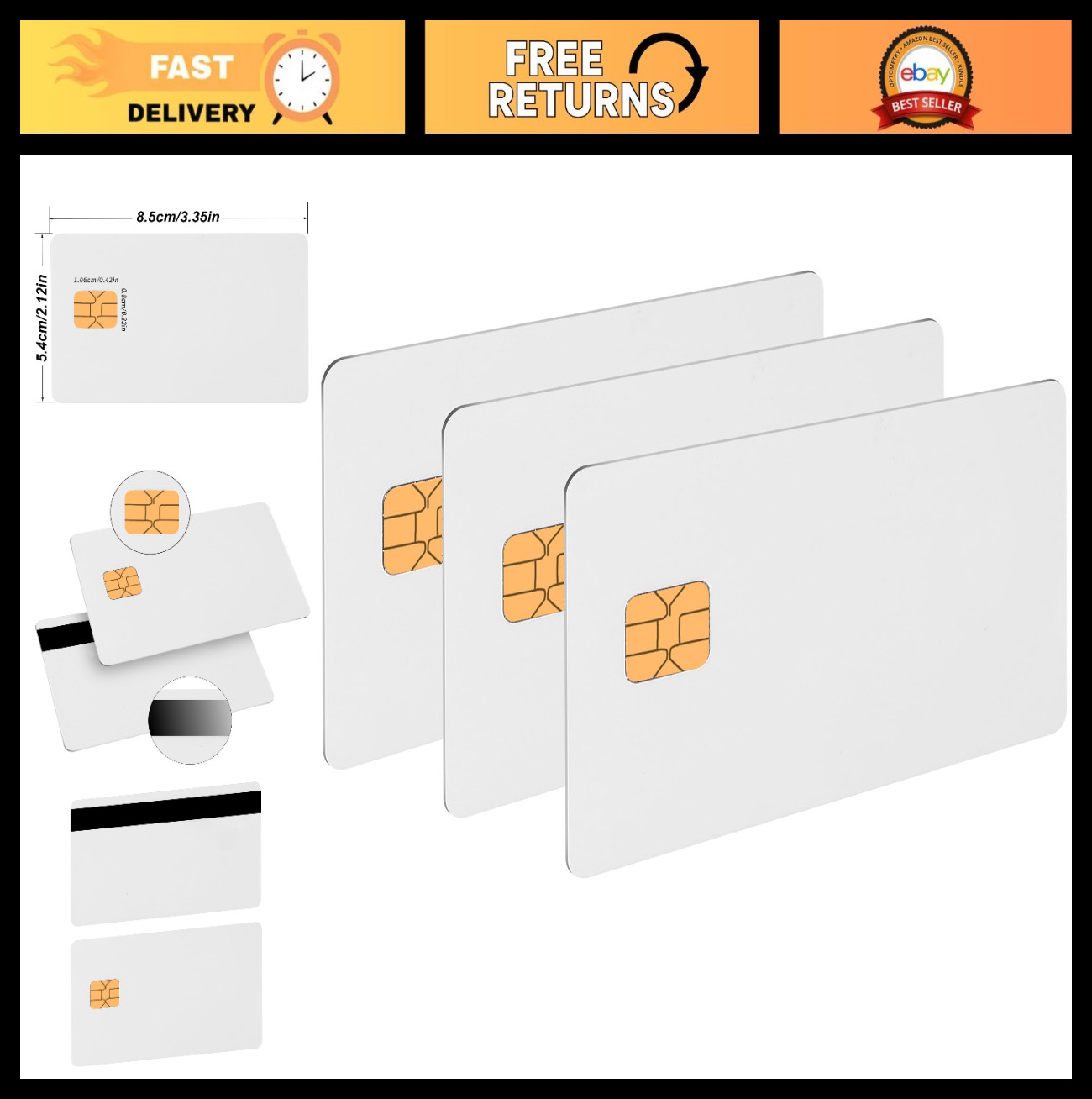Unfused Java Chip Card 5 Pack, J3R180 JCOP4-180K, 2 Track Smart Card, HICO Magne