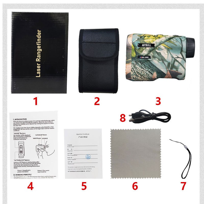 1000M Camouflage Golf Rangefinder Rechargeable Hunting