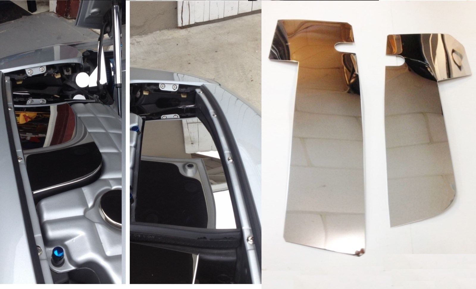 C5 Corvette INNER FENDER COVERS Polished Stainless 1997-2004 engine chrome dress
