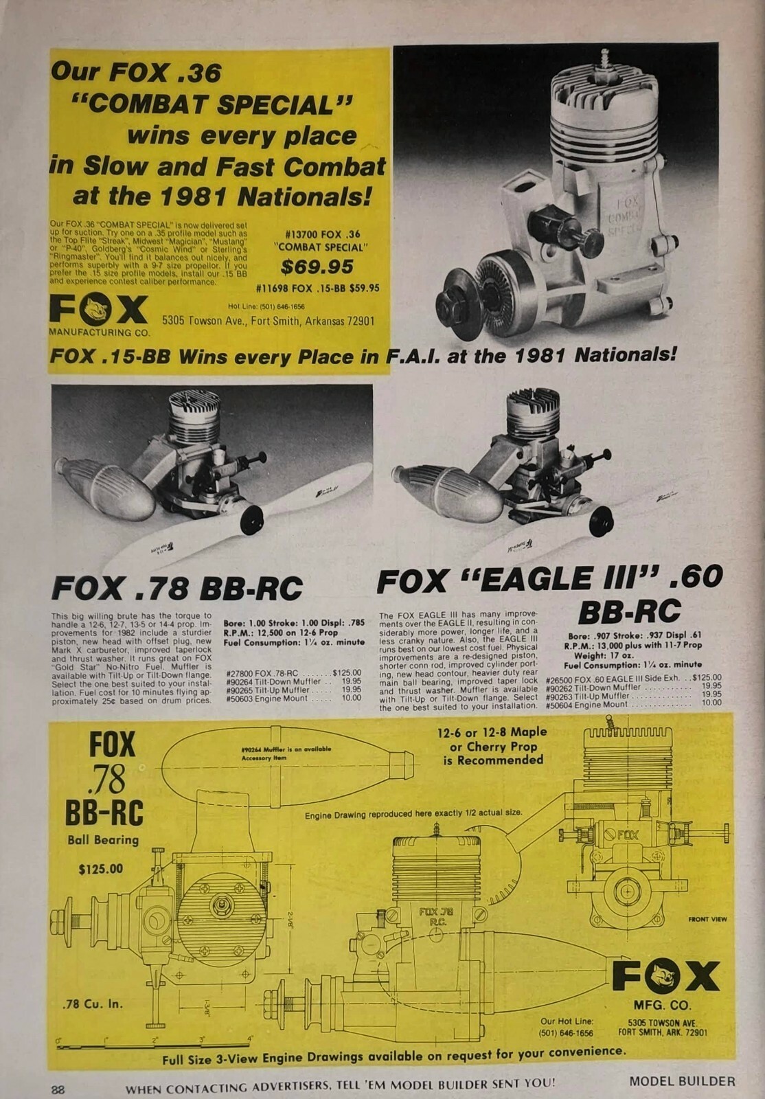 Fox .36 Combat Special RC Engines Ephemera Wall Art Decor .78 BB-RC EAGLE III 60
