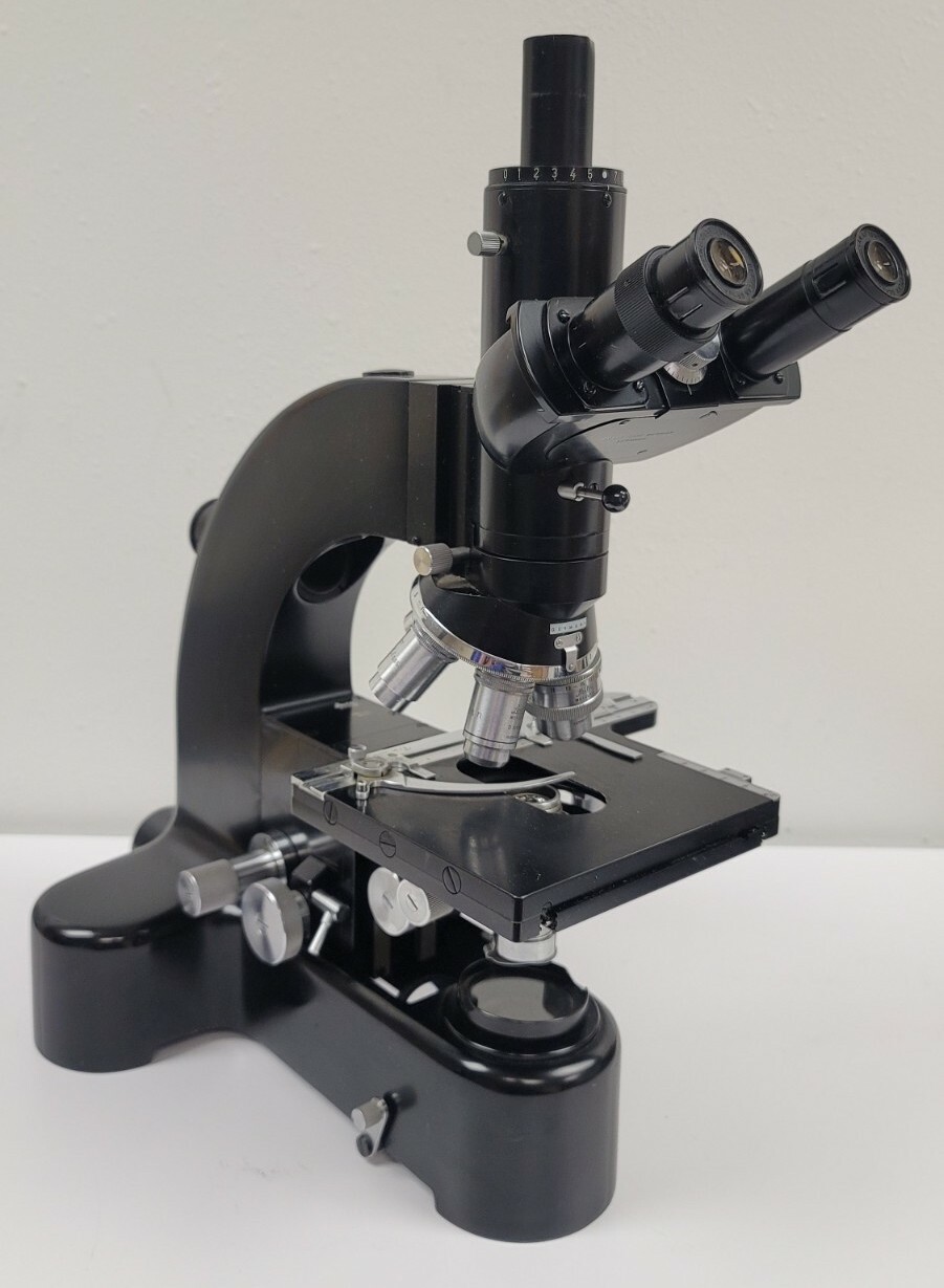 Leitz Wetzlar Ortholux Trinocular Microscope w/ Five Objectives Germany