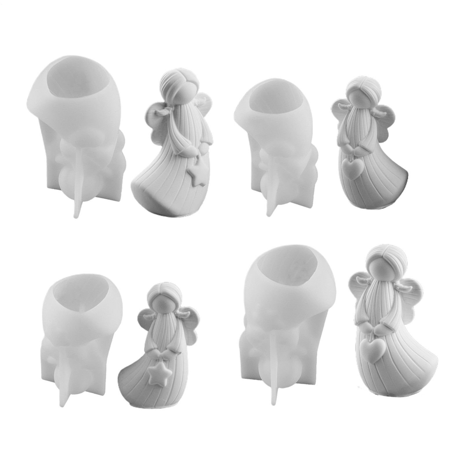 Angel Silicone Mold 4 Pieces Non-Stick Easy-Release Moulds 3D Angel