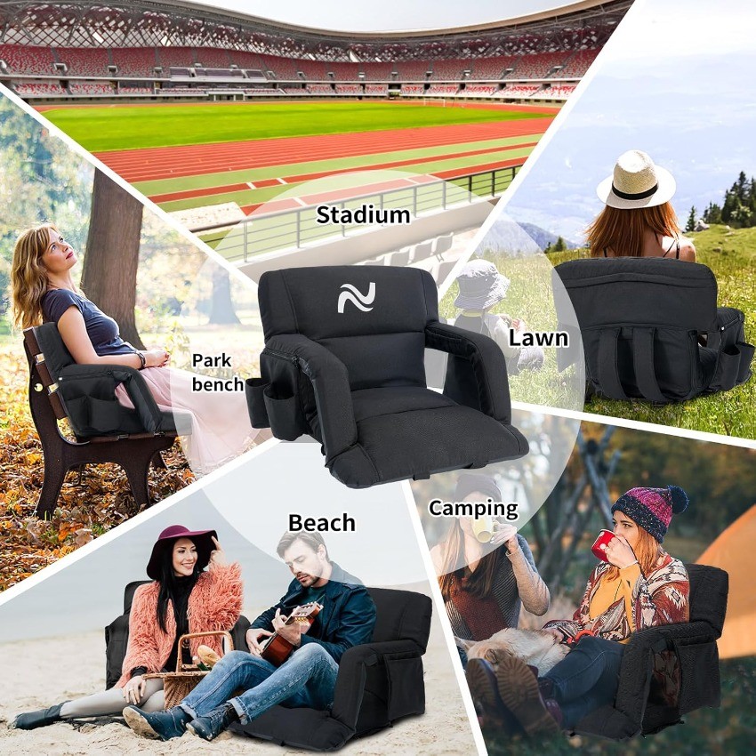 NAIZEA 2 Pack Wide Stadium Seats with Back Support, Bleacher Seats flash sale