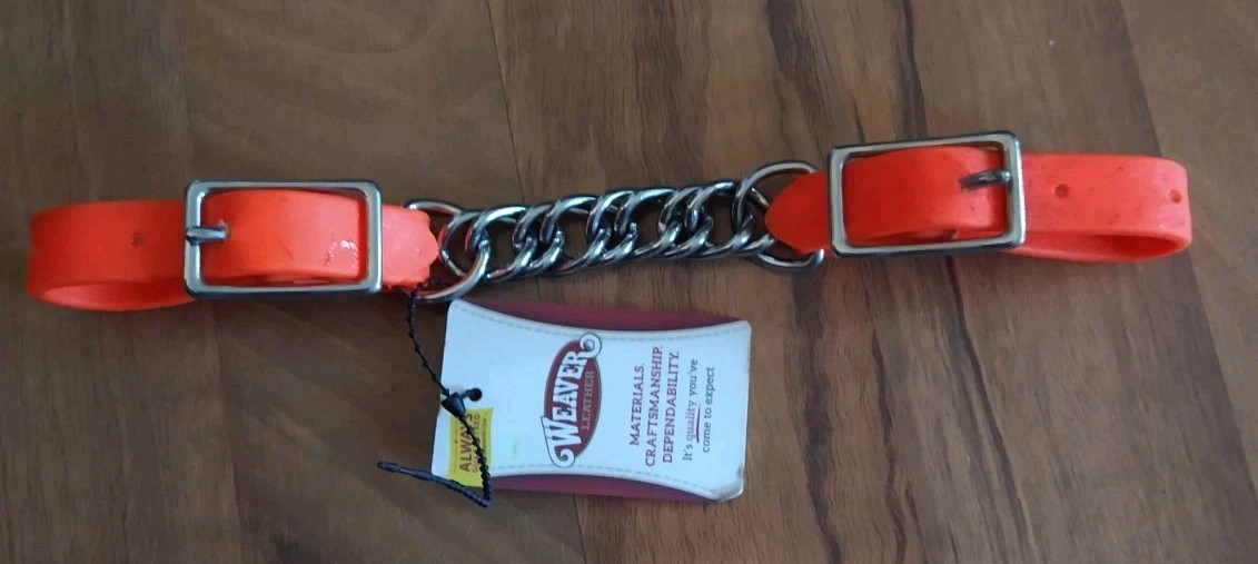 Weaver Leather Brahma Webb 3 1/2-Inch Flat Link Chain Curb Strap, Orange 35-1390