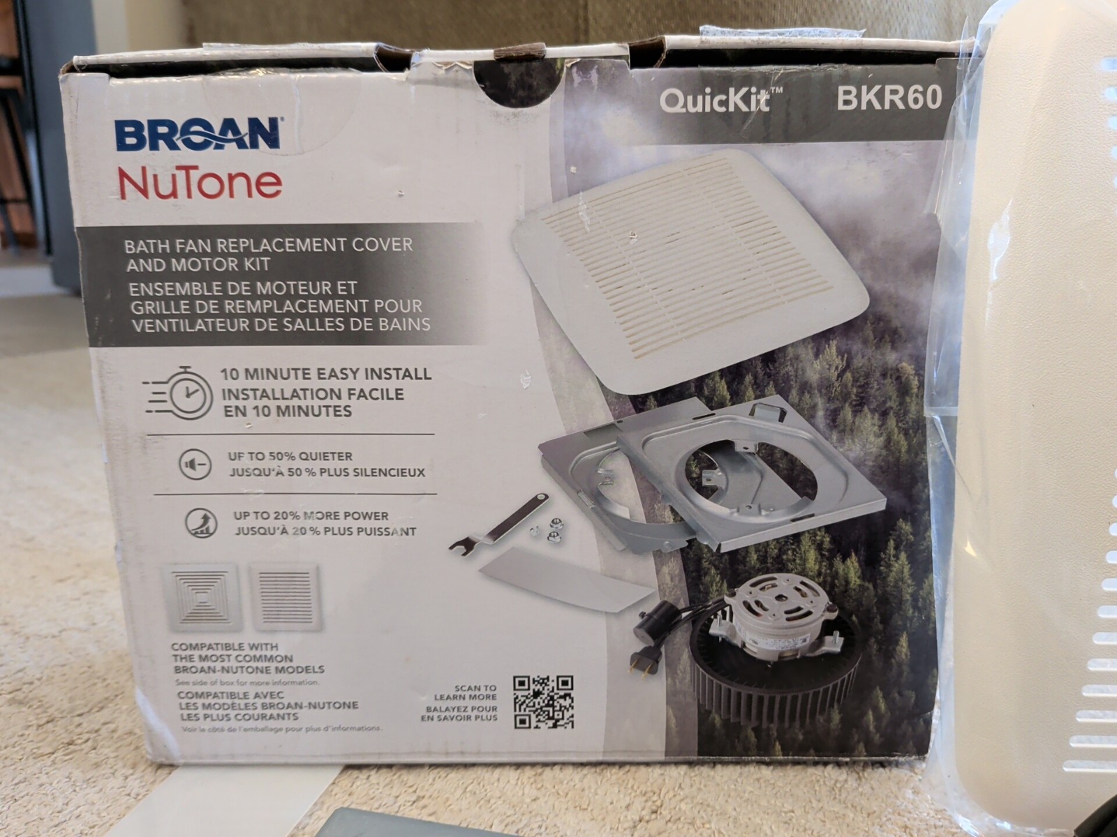 Broan-NuTone BKR60 QuickKit Bath Fan Replacement Cover Motor Kit