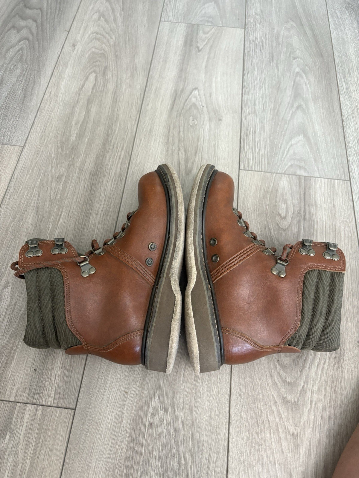 Simms Freestone Fly Fishing Boots Brown Green Leather Felt Soles Mens Size 7
