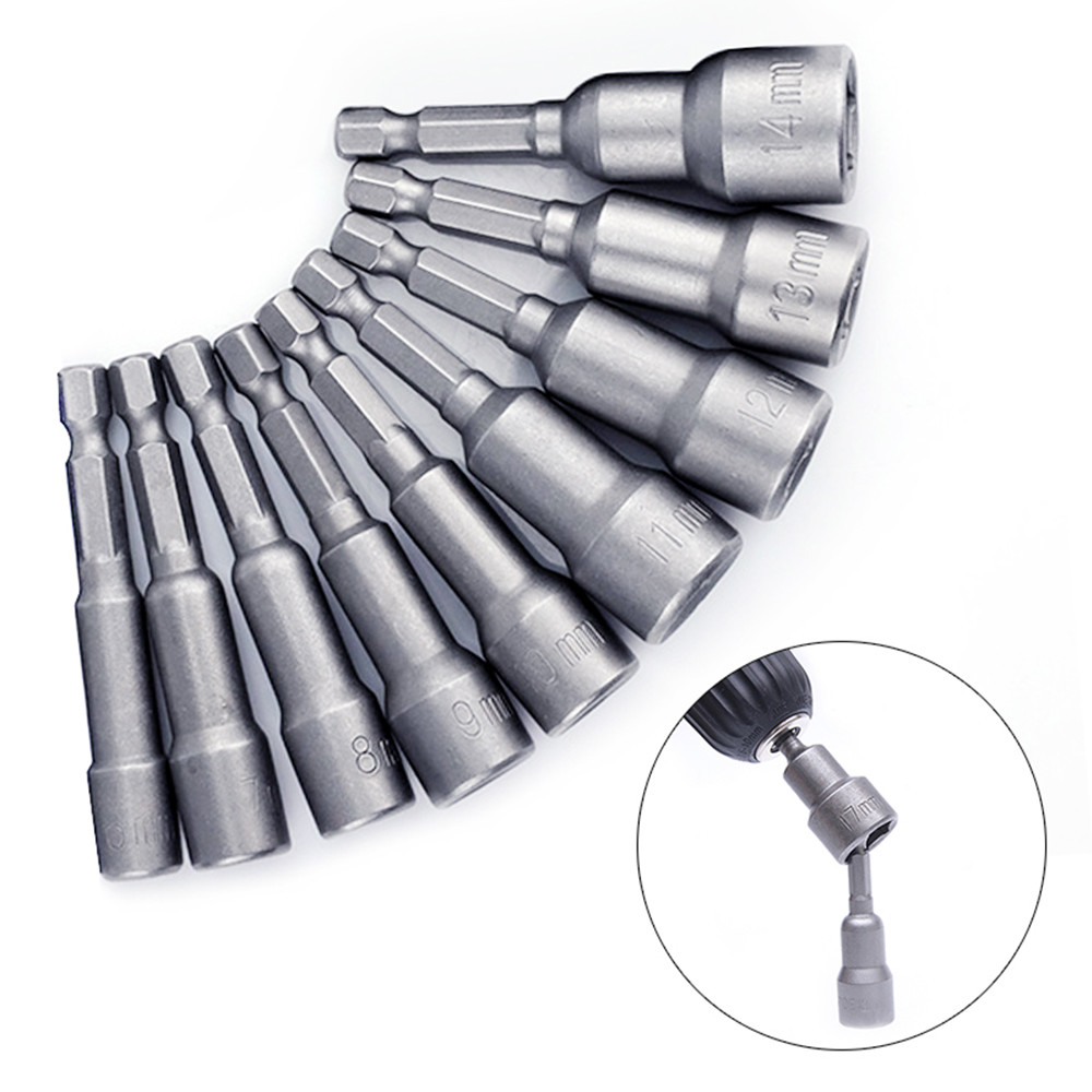 1/4" Metric Hex Magnetic Nut Driver Socket 6mm-24mm Extra Long Impact Drill Bits