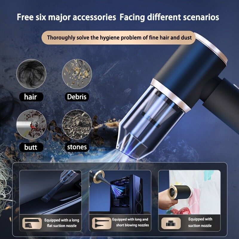 4 in 1 Upgrade Car Vacuum Cleaner Air Blower Wireless Handheld Rechargeable Mini