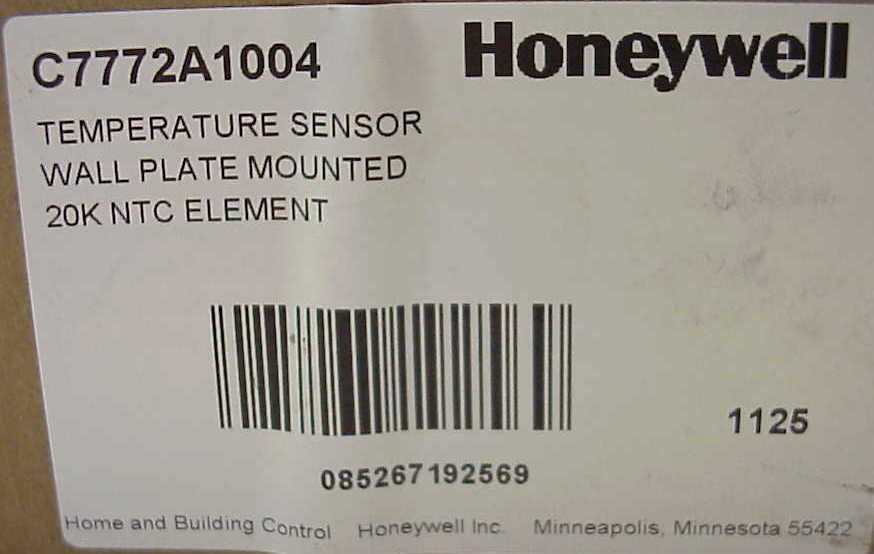 HONEYWELL C7772A1004 TEMPERATURE SENSOR WALL MOUNT 20K NTC ELEMENT *FREE SHIP*