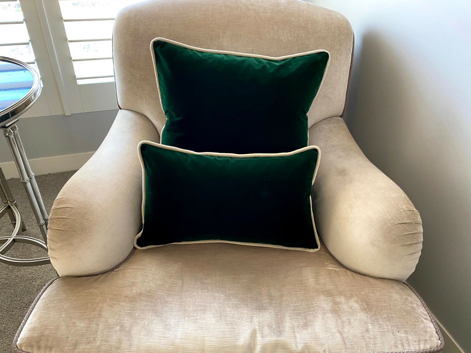 ❇️ NEW Dark Green VELVET Cushion Covers & Stone Velvet Piping OBLONG or SQUARE