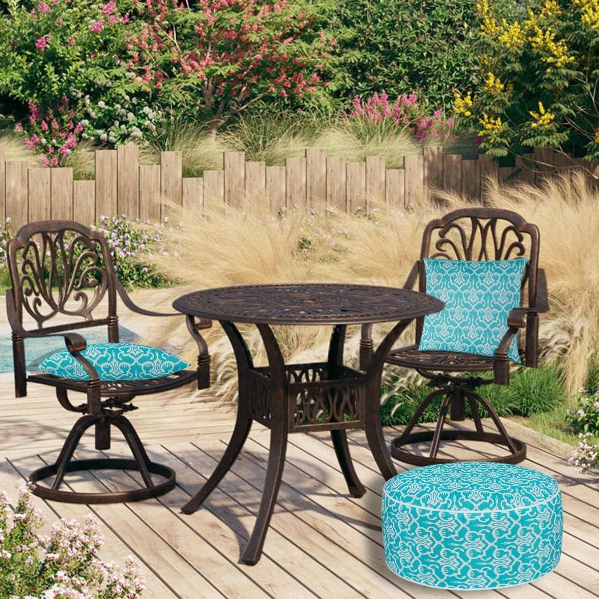 Inflatable Outdoor Ottoman with Air Pump,20"x9" Portable Patio Pouf,Water Res...