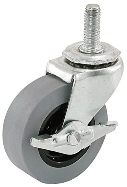 Hardware 3259 2-1/2" Threaded Stem TPR Caster with Brake, 90-lb 2-1/2 Inch