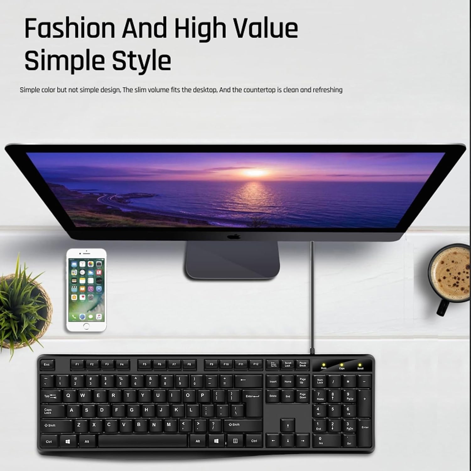 Guiheng K330 Wired Keyboard – Full-Size USB Office Keyboard
