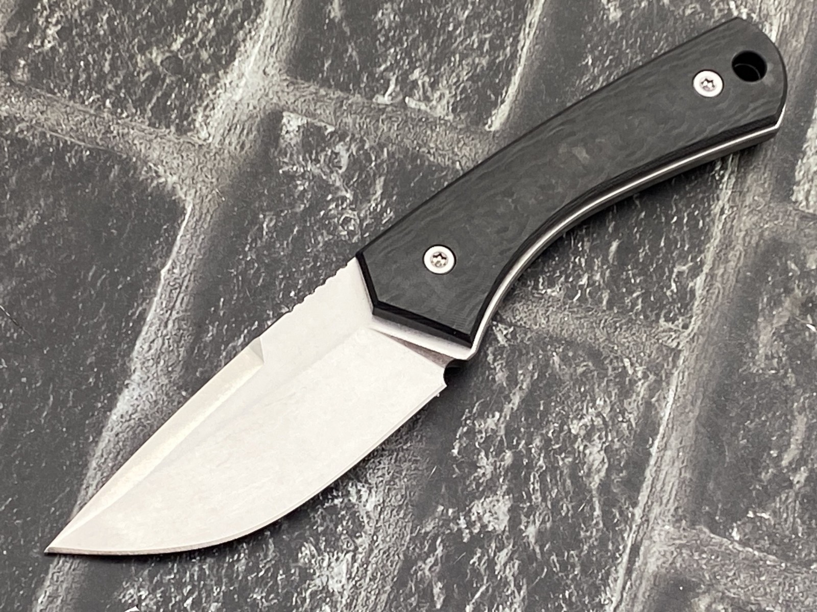 TwoSun TS265-M390-SW Micro Fixed Blade M390 CF Handle Kydex Belt Sheath Knife