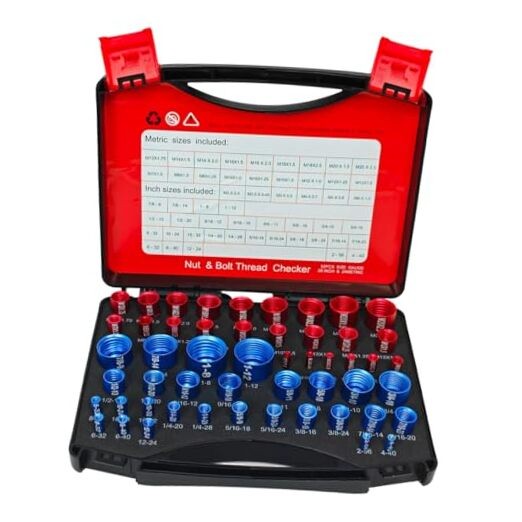 52PCS Nut and Bolt Thread Checker, 28 Inch & 24 Metric Box Set Thread 52pcs