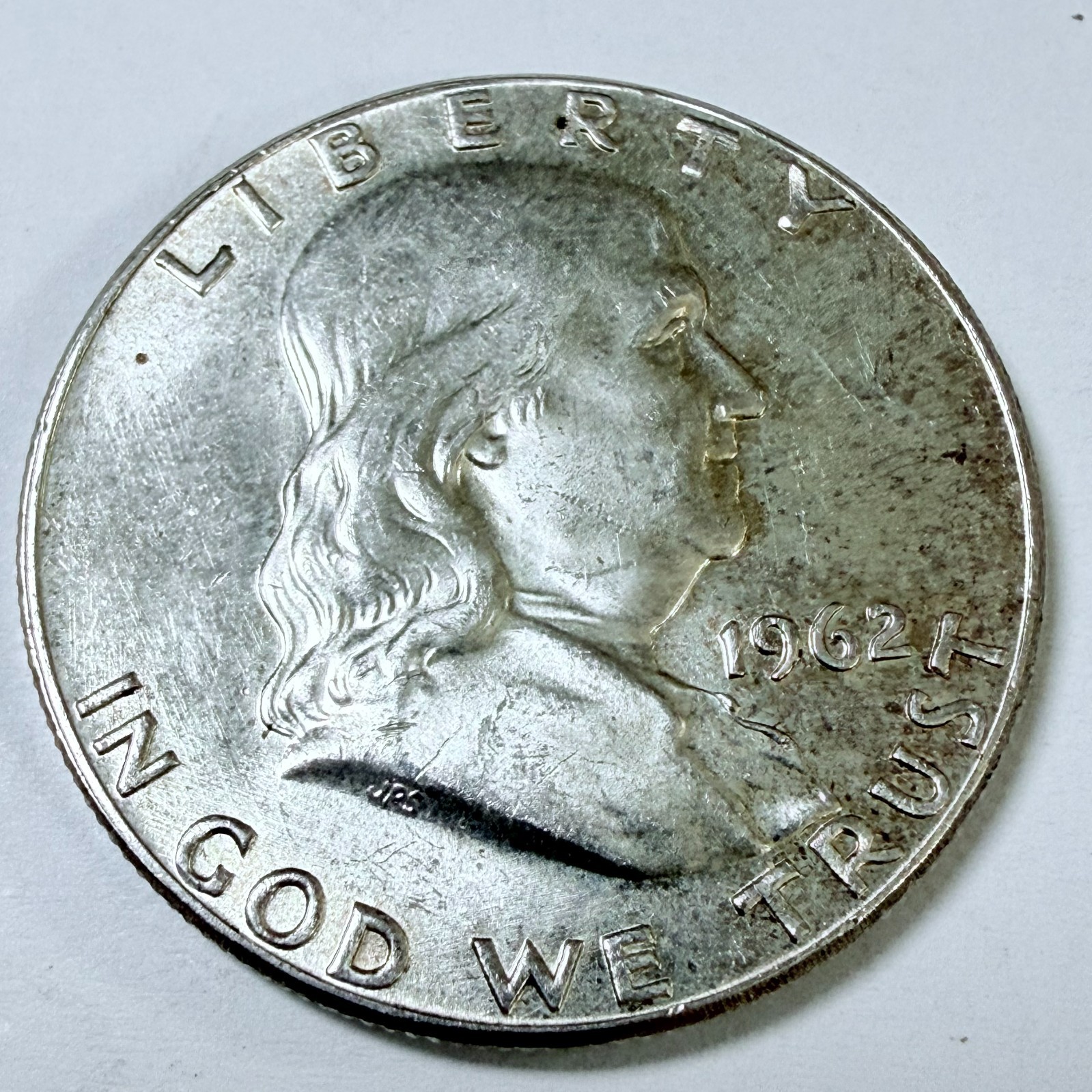 1962 Benjamin Franklin Half Dollar 90% Silver ABOUT UNCIRCULATED DETAILS #10240