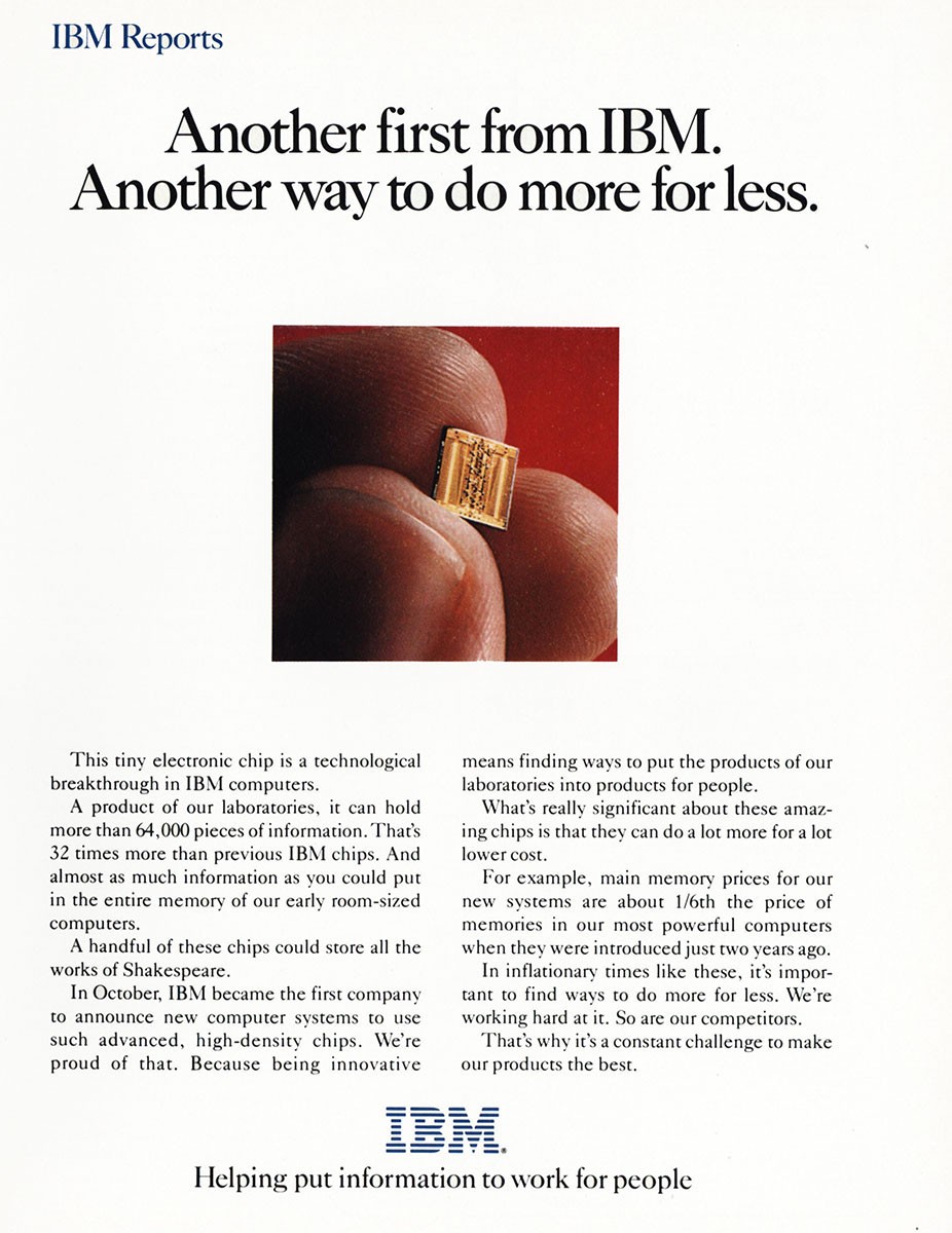 1979 IBM: Another First Electronic Chip Vintage Print Ad