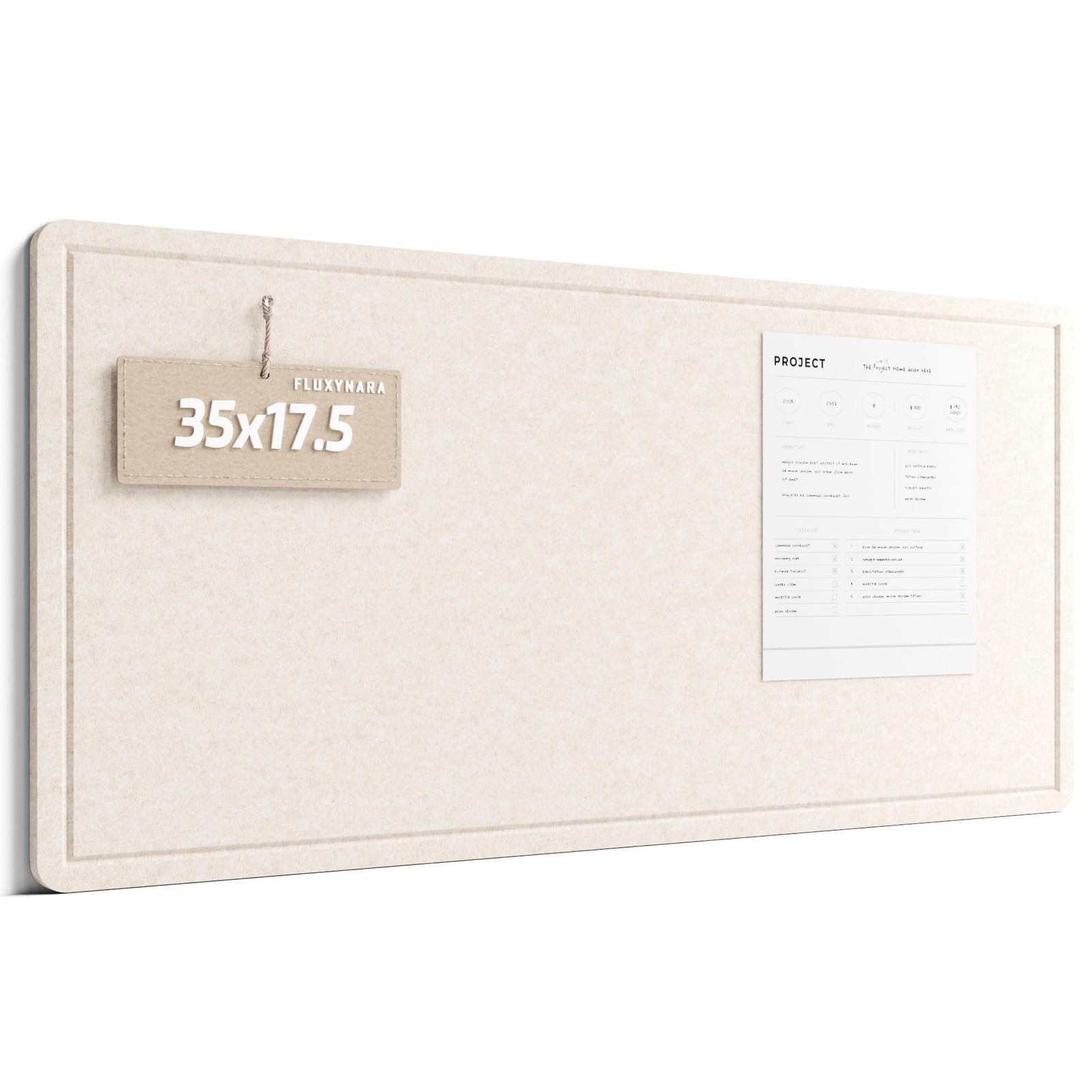 Fluxynara Bulletin Board, 35" x 17.5" Cork Board Alternative with 12 Safe Rem...