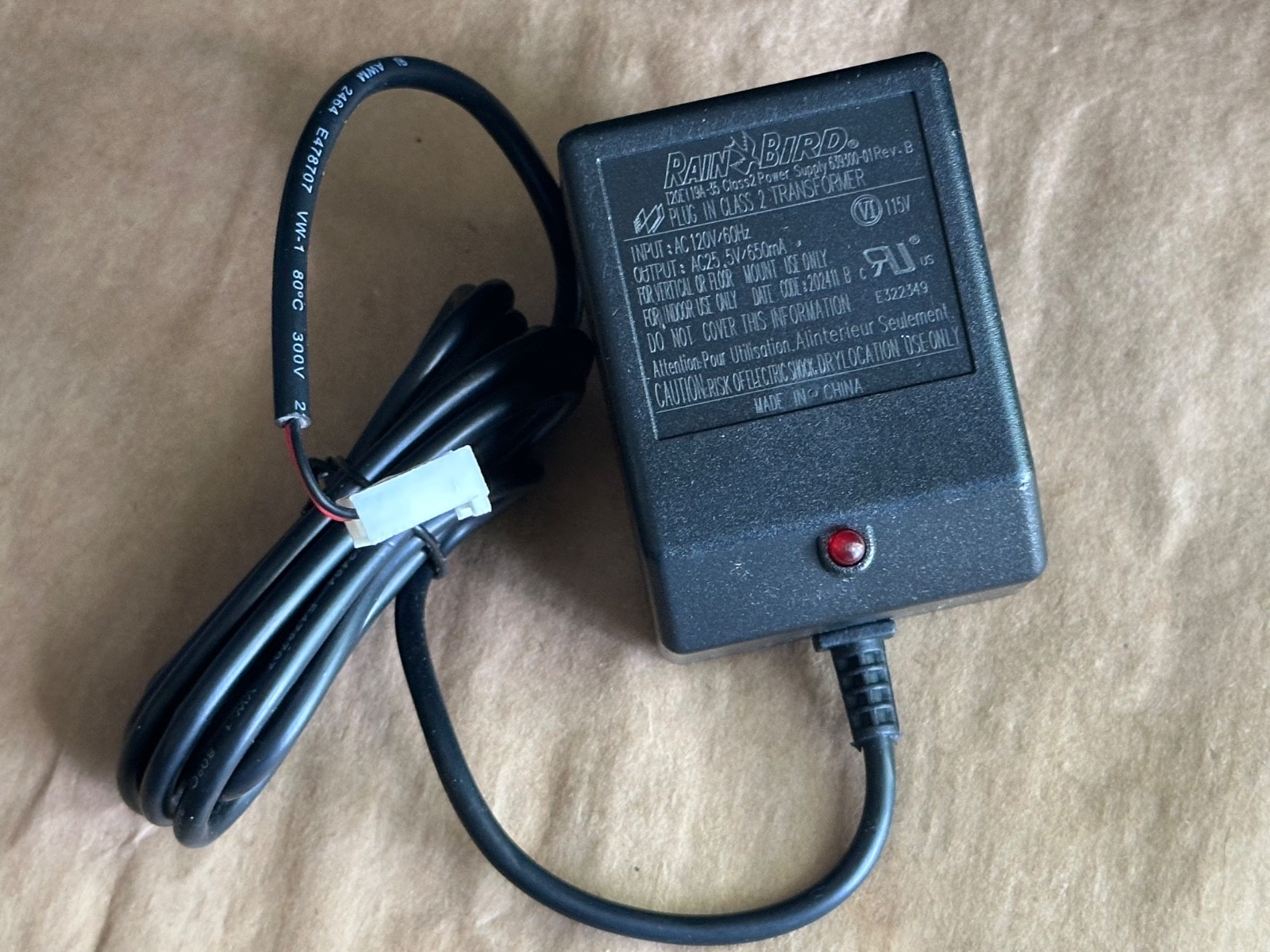 Rain Bird Transformer For Indoor Irrigation Timers T20E119A-35 Class2 639300-01