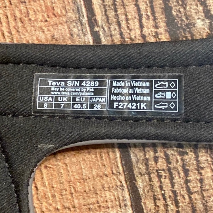 Teva Sandals Men’s Size 8 Style 4289 Black Grey Outdoors Casual EUC