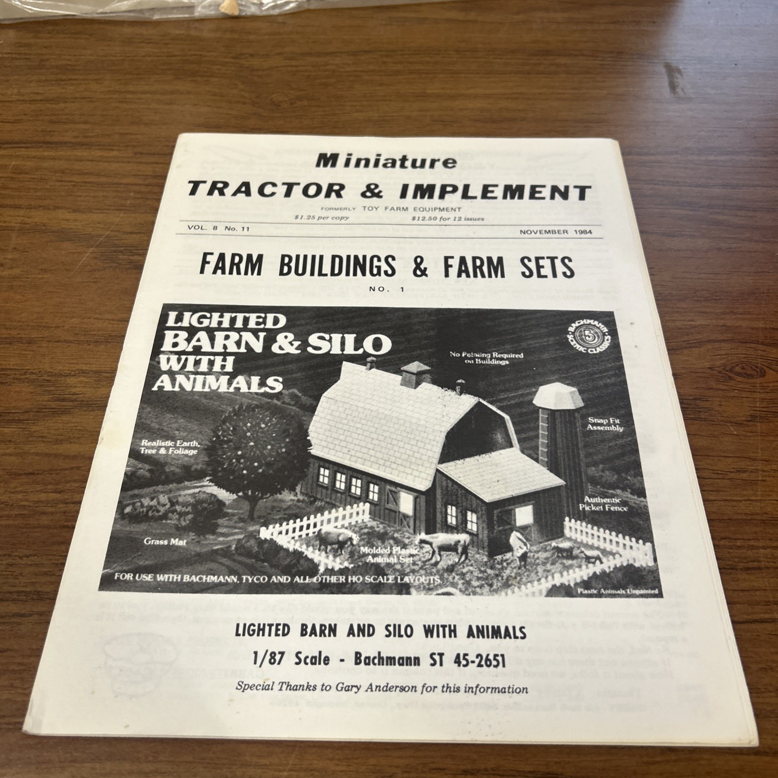 Miniature Tractor & Implement Magazine Nov 1984 Farm Buildings & Farm Sets