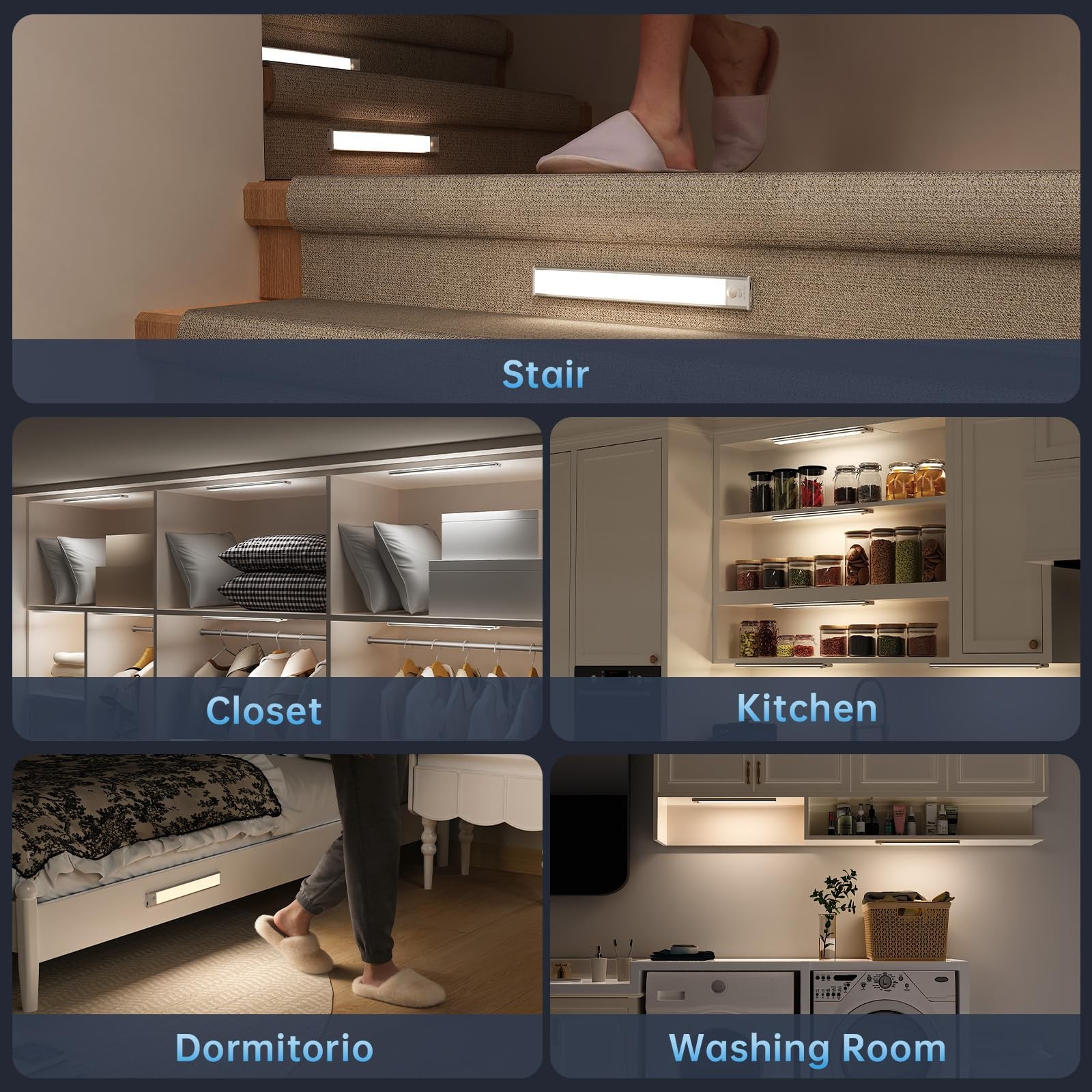 Under Cabinet Lighting,5 Pack Rechargeable Motion Sensor Light Indoor,3 Color...