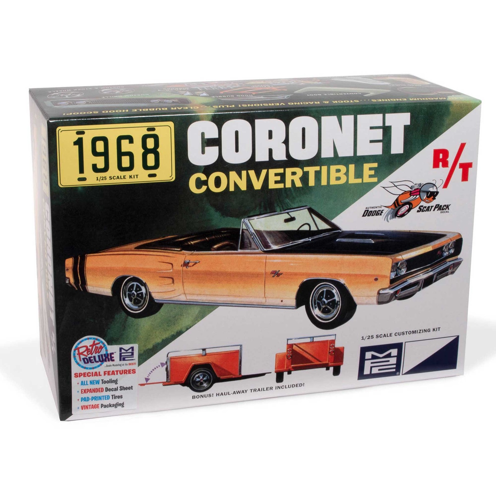 MPC 1968 Dodge Coronet Convertible w/Trailer 1/25 MPC978 Plastics Car/Truck