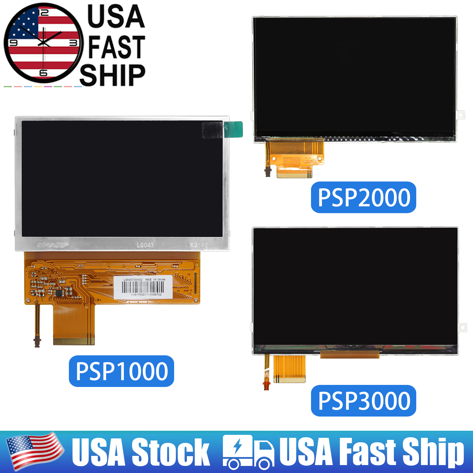 Original Backlight LCD Screen 4.3 inch Display For Sony PSP 1000 / 2000 / 3000