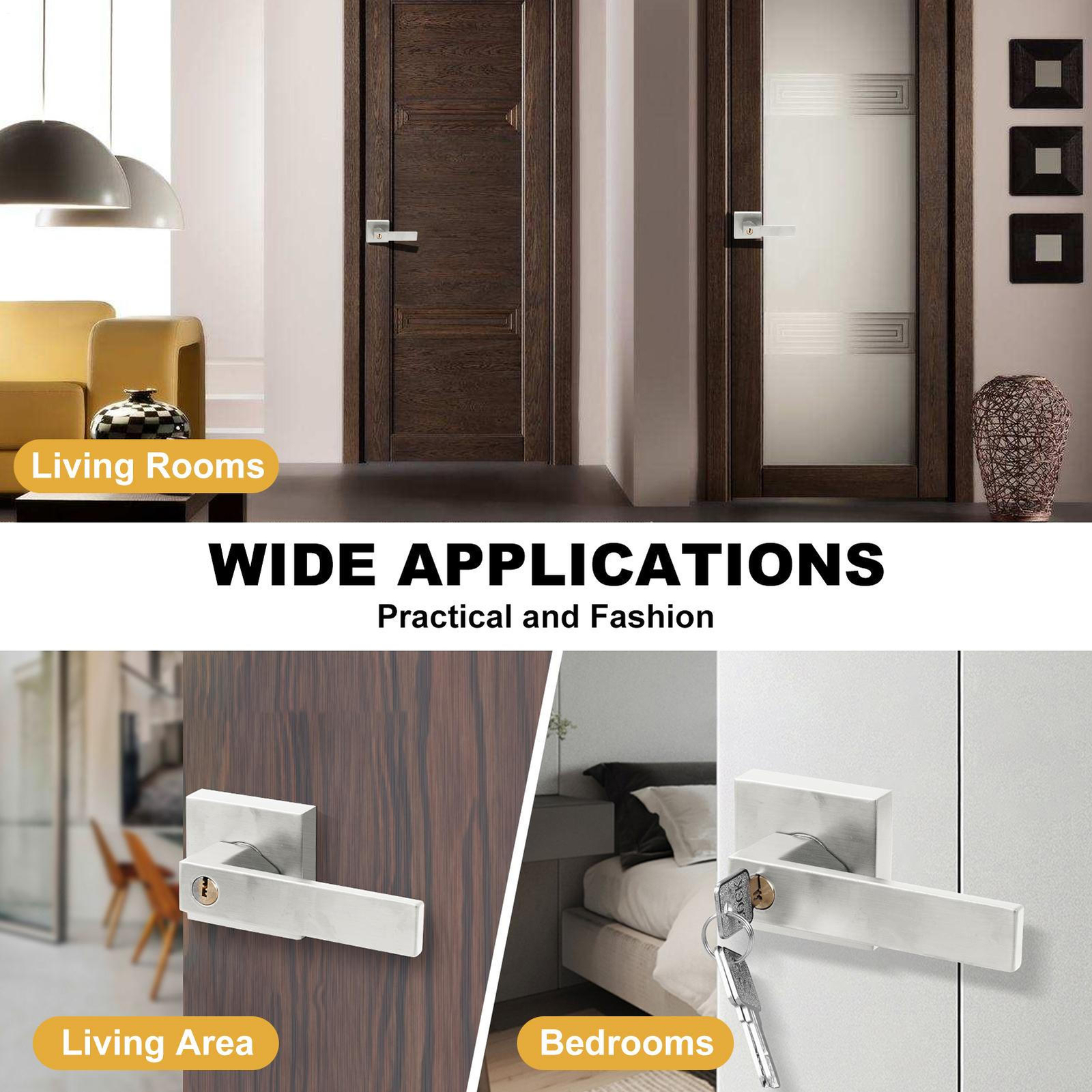 Heavy Duty Square Passage Door Levers Interior Door Handles Silver 12 Pack