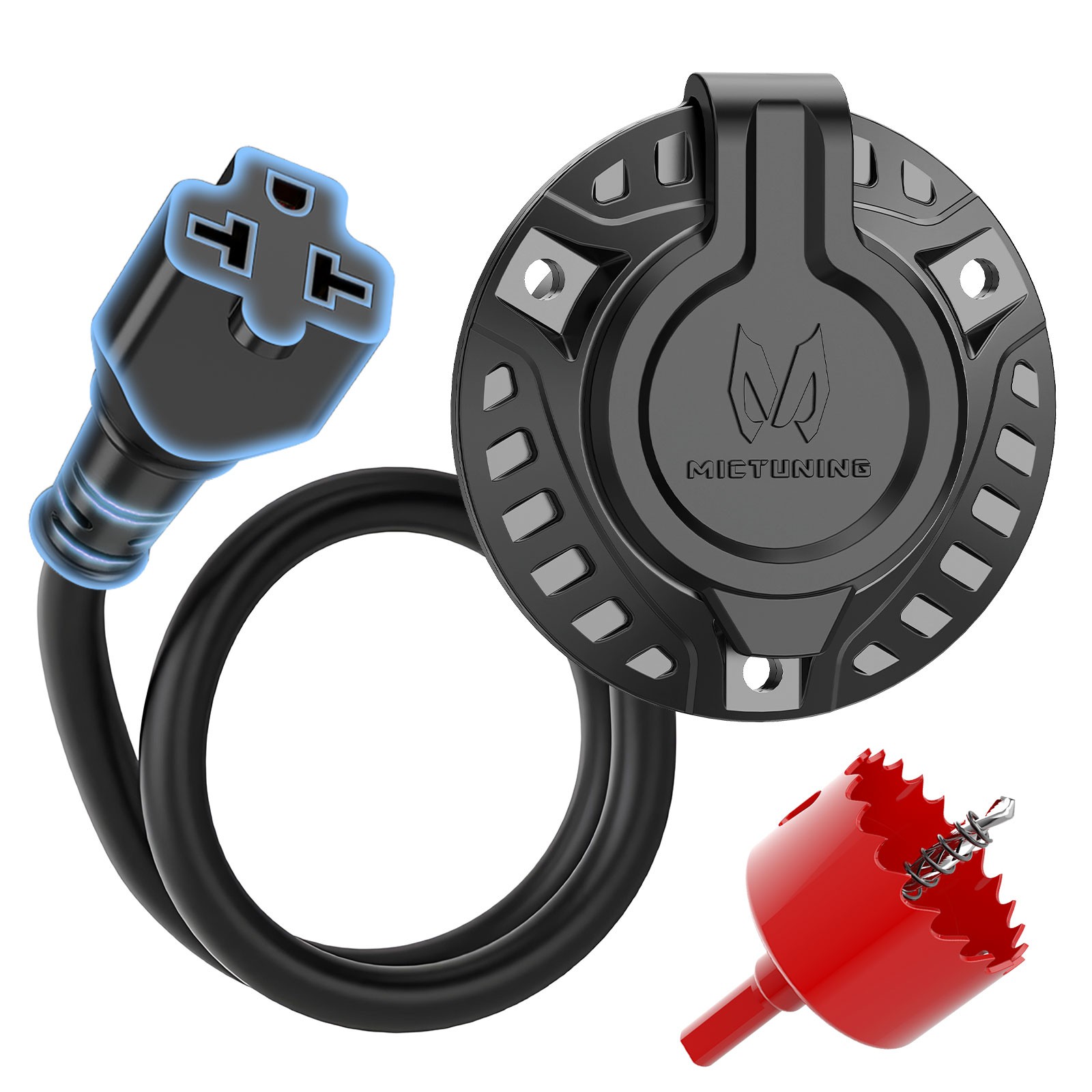 20A 125V RV Shore Power Inlet 5-in-1 T-Blade Adapter & 18 Inch  Extension Cord