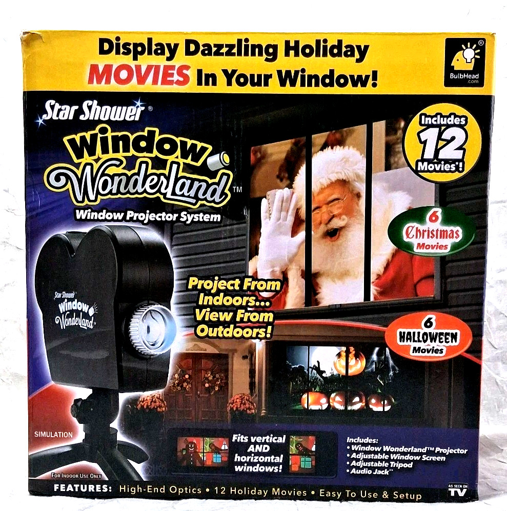 Star Shower Window Wonderland Projector 6 Halloween & 6 Christmas Movie HOLIDAY