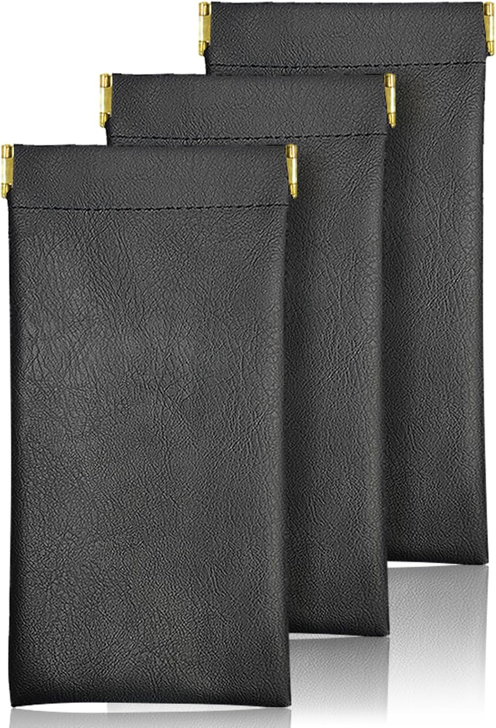 Sunglass Case 3 Pack Portable Antiscratch Leather Waterproof Squeeze Top Soft Ey