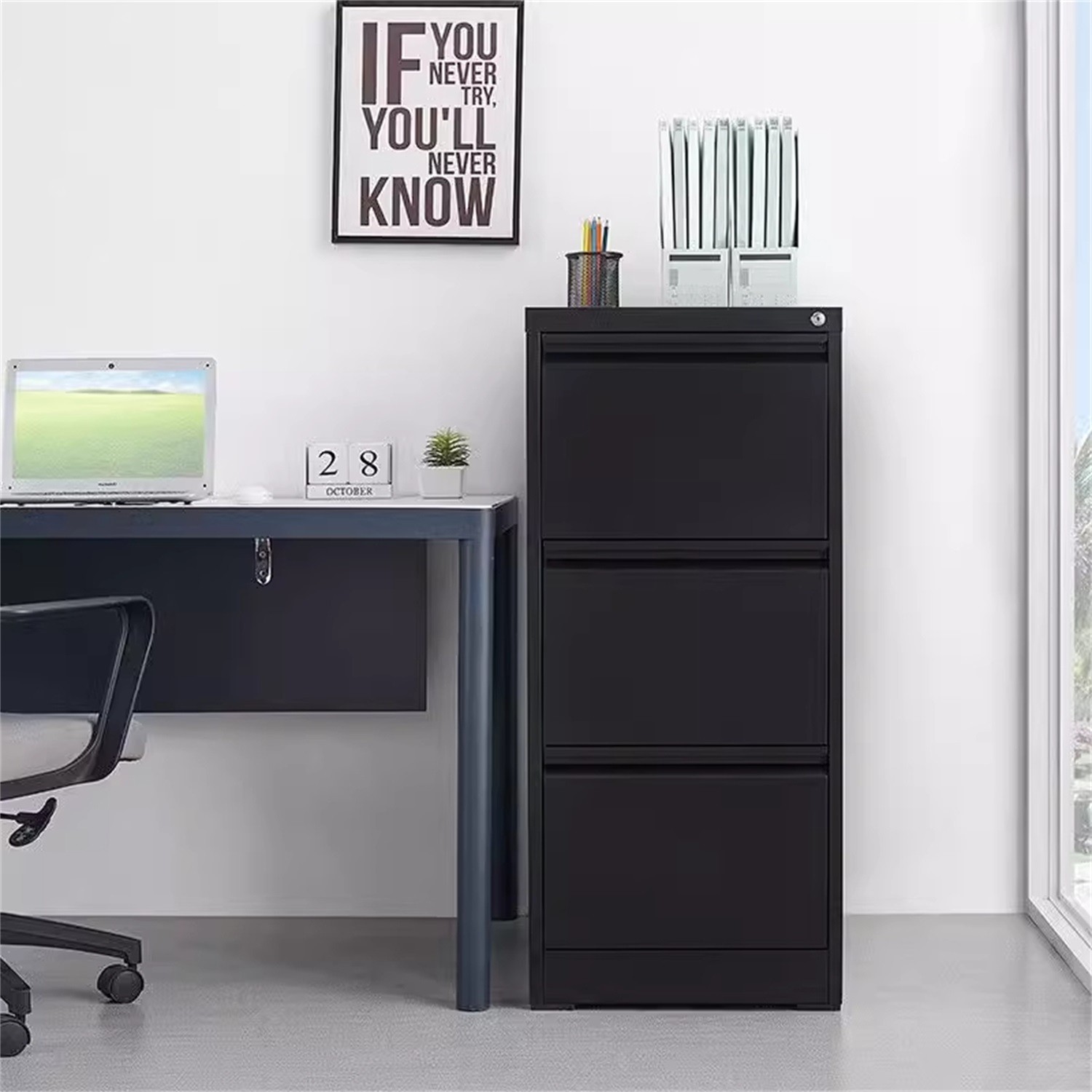 4 Drawer Vertical File Cabinet w/Lock Metal Filing Storage Cabinet Home Office