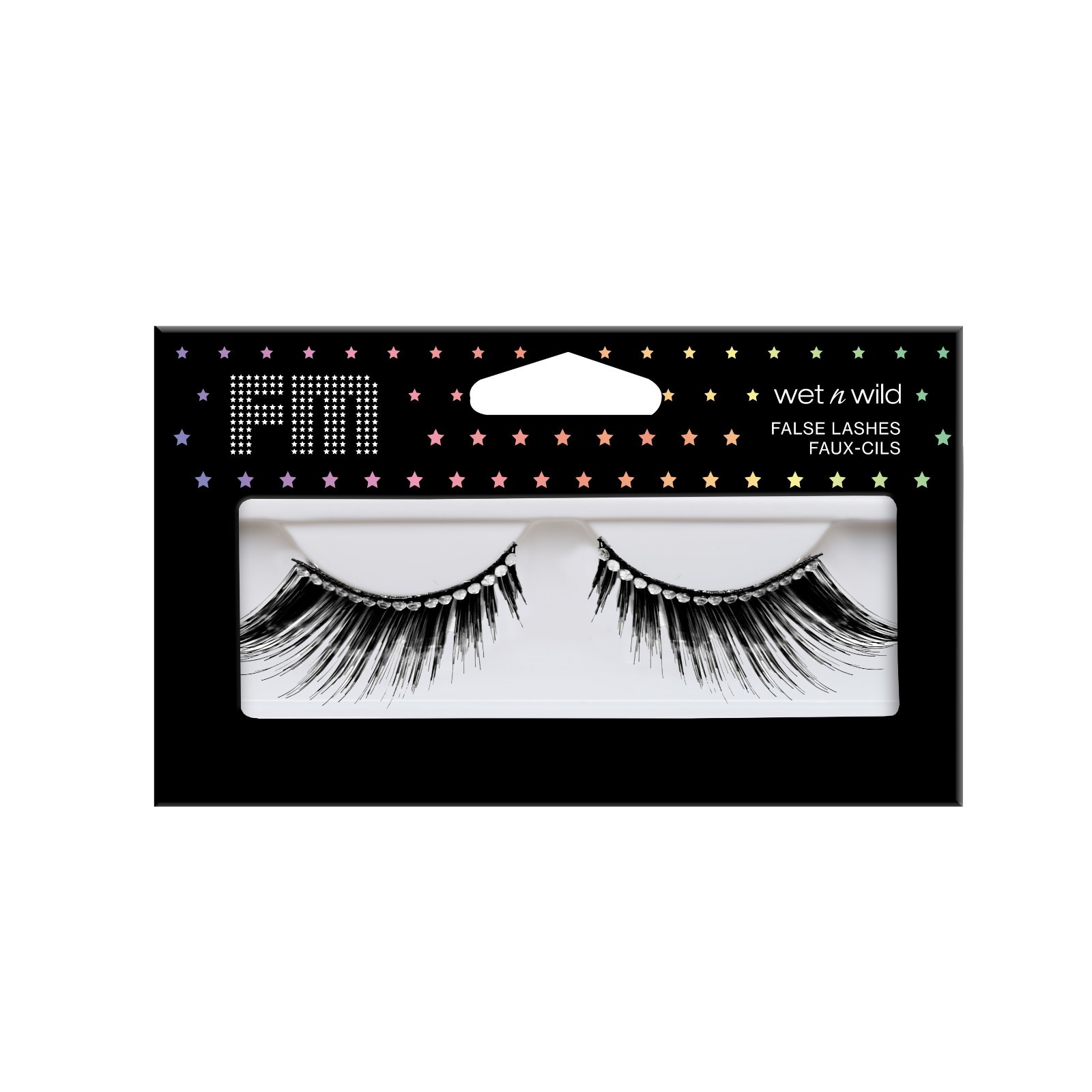 BEJEWELED WET N WILD FANTASY MAKERS FALSE LASHES DRAMATIC LONG SILVER RHINESTONE