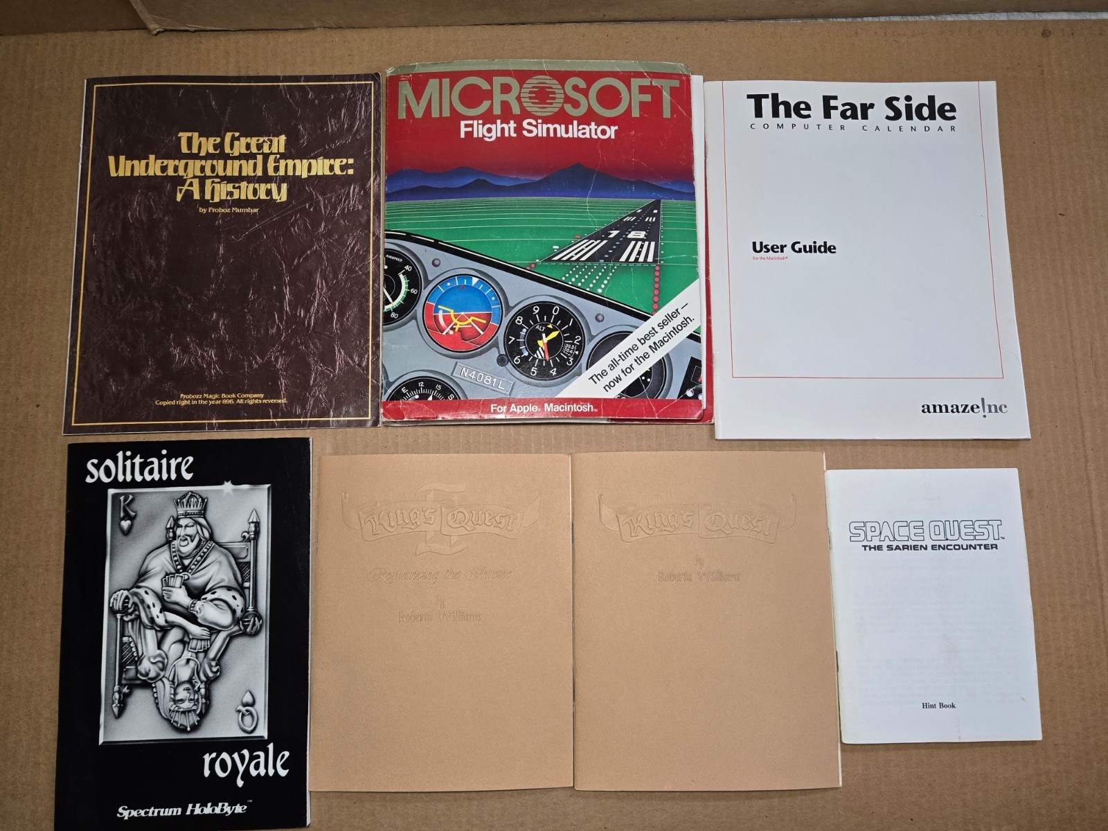 Vintage Apple Macintosh Computer Game manuals, Space Quest, King's Quest