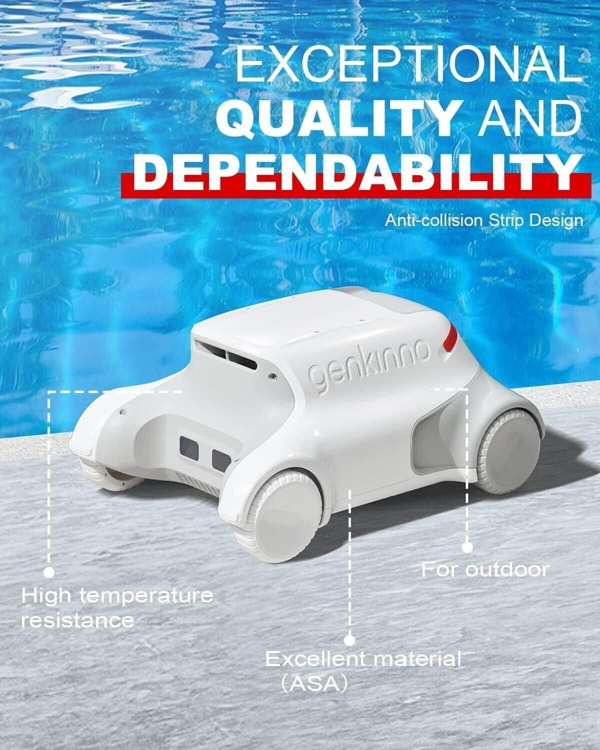 GENKINNO Pool Cleaner Cordless Robotic Cleaner Smart Navigation AS-IS Untested