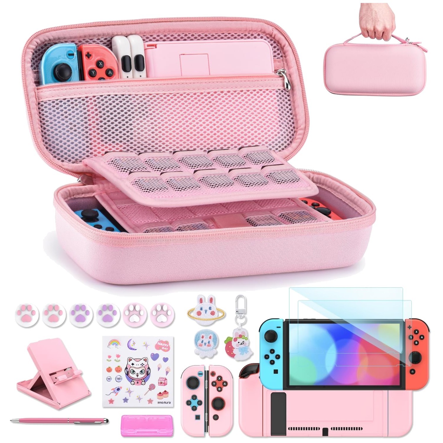 Pink Switch Accessories Set for Nintendo Switch