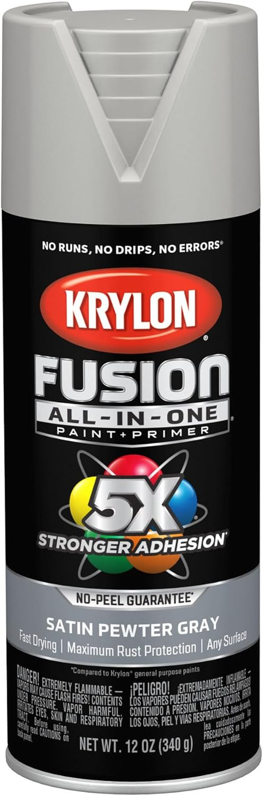 All-In-One Spray Paint Pewter Gray Satin 12 oz Indoor Outdoor Rust Resistant