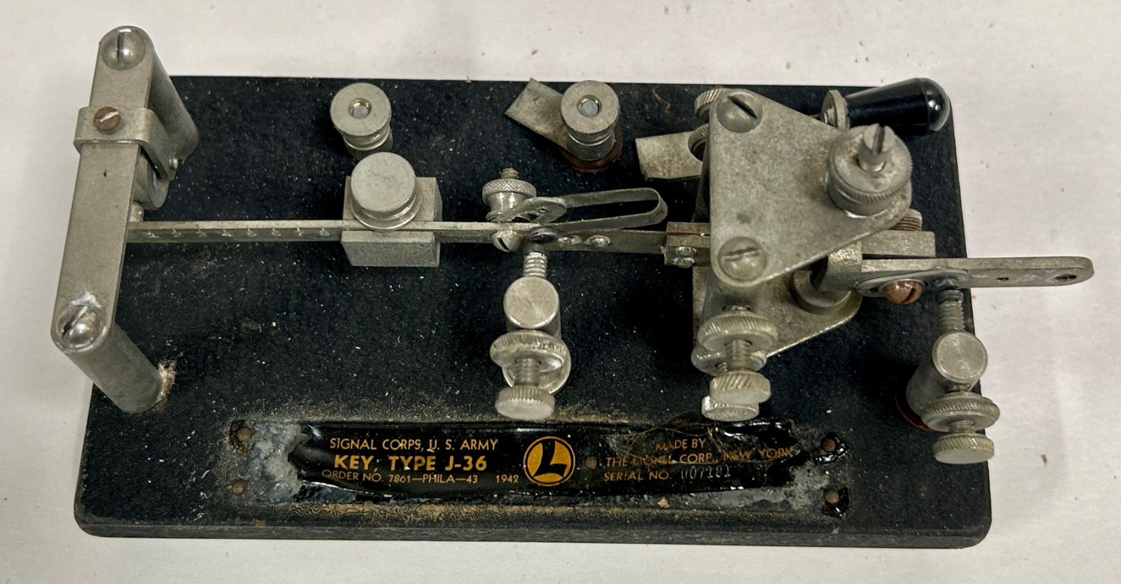 Vtg Antique Lionel Signal Corps Type J-36 Telegraph Morse Code Key  (A30)