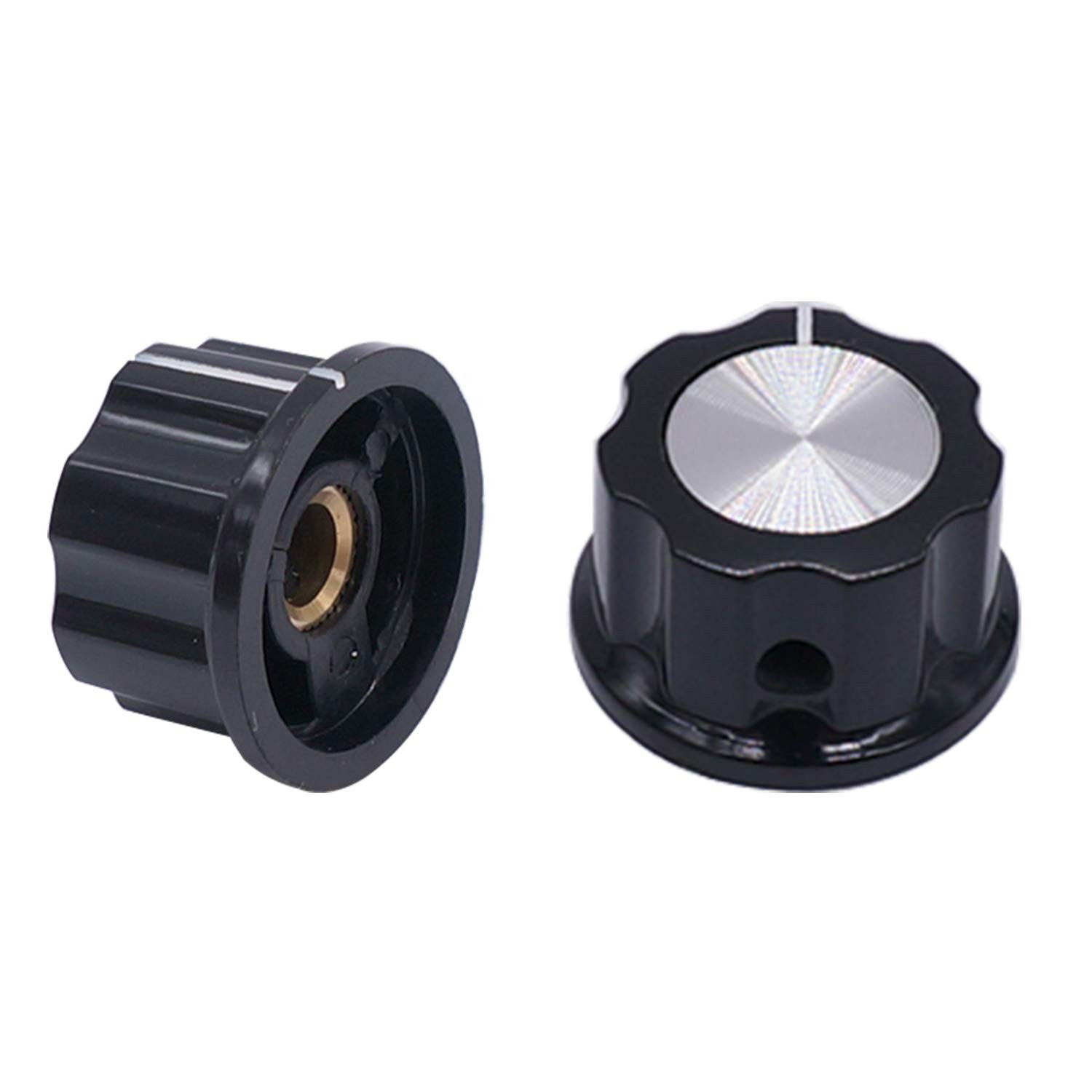 10 Pcs Potentiometer Knobs Silver Black 4mm Shaft