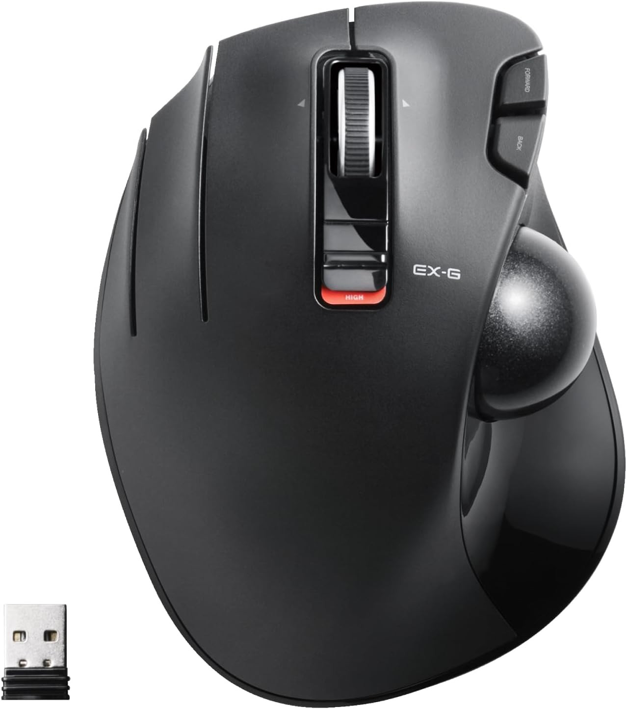 EX-G Left Handed Trackball Mouse, 2.4 Ghz USB Wireless, Ergonomic, Thumb Control
