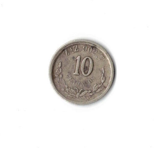1891 Mexico 10 Centavos, 92.5% Silver