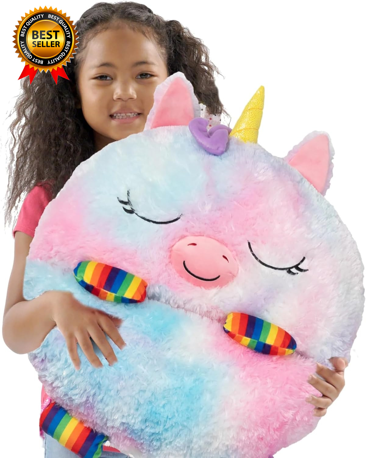 : Pillow & Sleepy Sack: Large - Rainbow Unicorn - 66 X 30, 2-In-1: Plush Animal